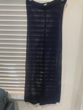 Navy Crochet Maxi Cover-Up Skirt - Women's Beach Knit